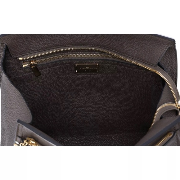 Salvatore Ferragamo Amy Medium Top Zip Shoulder Tote Bag Leather Dark Gray - Picture 10 of 11